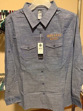 Burnside Woman’s (Bulleit Frontier Whiskey) RollUp Long Sleeve Button Down shirt